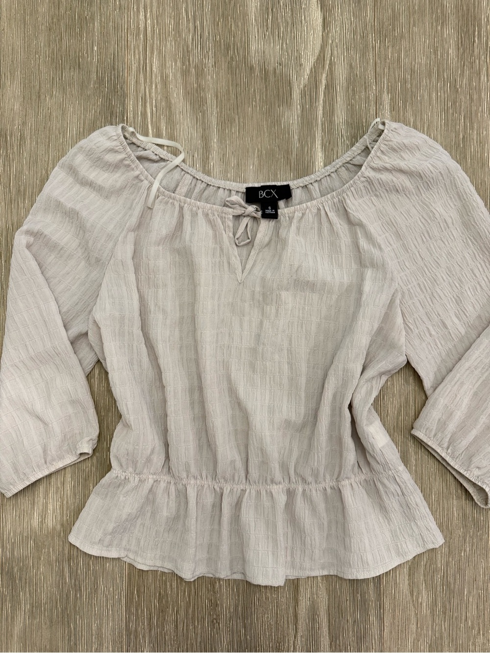BCX Women's Oatmeal Peasant Blouse